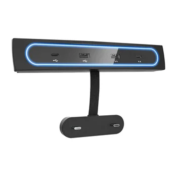 Auto USB Nabíjačka Multi Port pre Tesla Model 3/Y 2021 2022 Príslušenstvo USB Hub s Modré LED osvetlenie stredovej Konzoly Adaptér