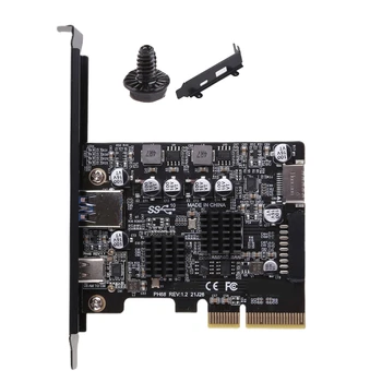 2 Porty PCI-E 4X USB 3.2 Gen 2 Typ C Rozširujúca Karta predné Typ E 19P/20P Konektor 10Gbps Plnej Rýchlosti Transmisson