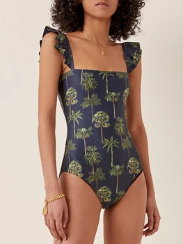 Elegantný Retro Tlač jednodielnych Plaviek a zakryť Žien Mini Prehrabať Slim Luxusné Plavky Bikiny, plavky plážové oblečenie 2023