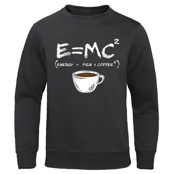 E=Mc2 Energie=Mlieko+Coffee2 Vytlačené Zábavné Mikina Pre Mužov Módne Ležérne Oblečenie Voľné Nadrozmerné Pulóver Mäkké Priedušné Hoody