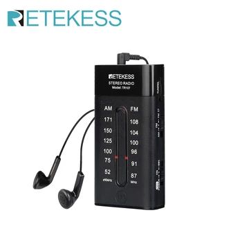 RETEKESS TR107 Prenosný Mini Pocket Rádio FM, AM Ukazovateľ Ladenie Stereo Podporu BBS Mega Bass S Slúchadlo Pre Prechádzku a Jogging Telocvični