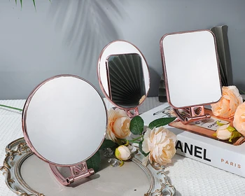 Ručný Multifunkčný Skladacie High-Definition Obojstrannej Námestie Kruhové Make-Up Zrkadlo Prenosné Toaletný Stolík Zrkadlo