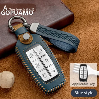 Ručne vyrábané Kožené Kľúča Vozidla Kryt puzdro pre Hyundai Genesis G80 GV70 GV80 2019 2020 Diaľkové Kľúča Držiteľa Auto Príslušenstvo Keychain