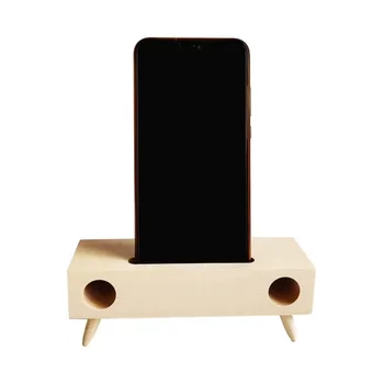 Mobilný telefón majiteľa, masívneho dreva megaphone, univerzálny tvorivé drevené lenivý tabuľky, podpora držiaka