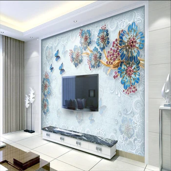 beibehang 3d luxus Európskej hodváb pearl flower, TV joj, steny Dielianhua vlastné veľké nástenné maľby hodváb, hodvábne tapety