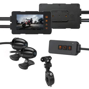 Nepremokavé Motocykel DVR 2K+1080P Dual Dash Cam Nočné Videnie, HD Motocyklové Jazdy Záznamník, WiFi, GPS Navigácie 3.0 palcový displej