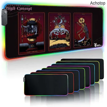Čarodejnice Mesiac Tarot RGB Gaming Mousepad Podsvietená Klávesnica Podložky XL Gumové Koberce Zamknuté Okraji Mouse Mat 90x40cm Magic Card Podložka pod Myš