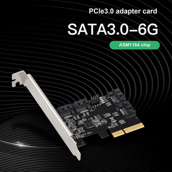 PCIE X4 4 Port SATA3.0 Rozširujúca Karta PCIE3.0 Kartu Adaptéra ASM1164 Čip Rozširujúca Karta PCIE Na SATA SSD Bootovacie