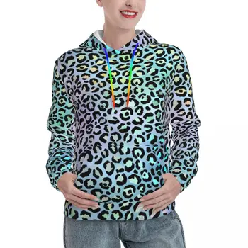 Leopard Dizajn Bežné Hoodies Ženy Zviera Tlače Harajuku Pulóver S Kapucňou, Zimné Móda Vzor Mikiny Nadrozmerné Oblečenie