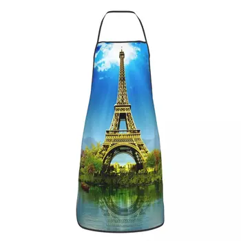 Nádherné Eiffelova Veža Zástera pre Ženy, Mužov Unisex nohavice s Náprsenkou Romantický, Francúzsko Kuchyni Varenie Tablier Kuchyne Šéfkuchára Maľovanie