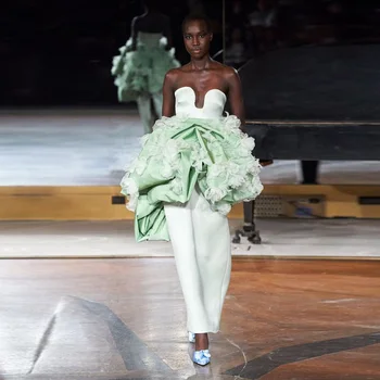 Špeciálne Navrhnuté tak, Skromný Pošva Ženy Maxi Šaty S 3D Kvet Milú, bez Ramienok Členok Dĺžka Tvárny Ženské Šaty
