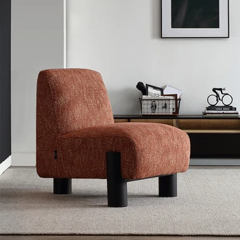 Moderné a jednoduché armless obývacia izba, pohovka kreslo so svetlom luxusná bielizeň a bavlnená tkanina voľný čas stoličky