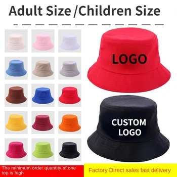 Vlastné Logo Bavlna Vedierko Hat Výšivky, Tlače, Plochý Top Klobúky Reklama Rodič-dieťa, Deti, Mužov, Ženy, opaľovací Krém Povodí Spp