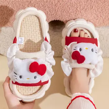 Sanrio Hellokitty roztomilý Bielizeň, Papuče Žien Vonkajšie Nosenie Priedušná Non-Slip Platformu Krytý Domov Papuče Zapatillas Mujer