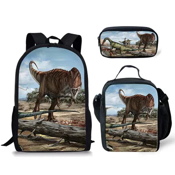 Módna Novinka Klasické Bylinožravé Dinosaury 3D Tlač 3ks/Set žiaka Školské Tašky Notebook Daypack Batoh Obed taška peračník