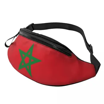 Vlajka Maroko Fanny Pack Ženy, Mužov Cool Crossbody Pás Taška pre Cestovanie na Bicykli Telefón Peniaze Puzdro