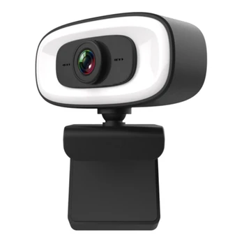 E9LB Webcam W/ Mic＆ Vyplniť Svetla pre Stolné PC, USB Auto Focus Web C