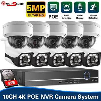 XMEYE 8CH 5MP POE kamerovým Systémom Vonkajšie Audio Záznam Detekcia Pohybu 4K CCTV NVR Dohľadu Auta 10CH IP Kamery Nastaviť