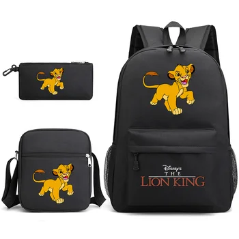 3ks Disney Lion King Simba Teenager Študentov Batohy Schoolbags peračník Tašky cez Rameno, Chlapci Dievčatá Školské Tašky Sady