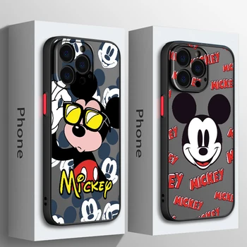 Disney Mickey Mouse v Pohode Pre Apple iPhone 15 14 13 12 11 Mini XS XR X Pro MAX 8 7 6 Plus SE 2020 Matné Priehľadné Telefón Prípade