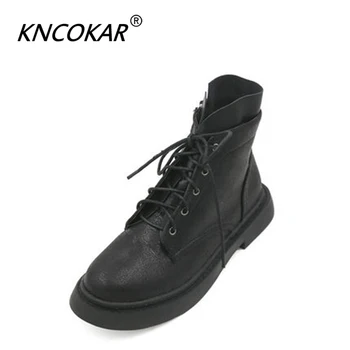 KNCOKAR jesenné a zimné nové topánky dámske topánky móda elegantné silné s plochou lokomotíva zips topánky z0040