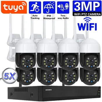 Tuya Inteligentný Život 8CH 3MP TUYA Smart Wireless Wifi Dohľadu Bezpečnostné Automatické Sledovanie, Kamera, Farebné Nočné Videnie Bezpečnostný Systém