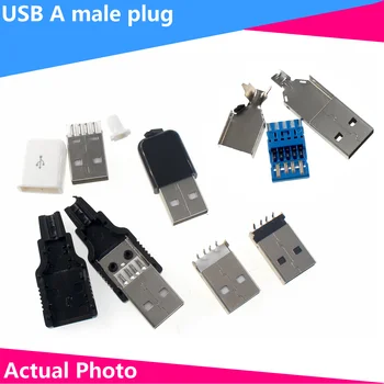 20/10pcs USB Type A Male Konektor Samica Zásuvka 4 Pin Konektor S Čierny/Biely Plastový Kryt Typ-USB DIY Montáž Spájkovanie Auta