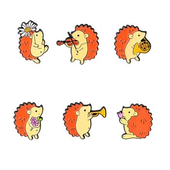 Cartoon malý ježko kolíky, roztomilý zvierat zliatiny brošňa, taška na príslušenstvo, odznak veľkoobchod, darček pre priateľov
