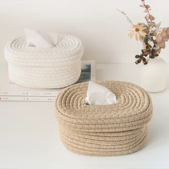 Bavlna kábel tkané tkaniva úložný box Jednoduchý Japonský ploche prachotesný tkaniva box s vekom Ručné umývateľný