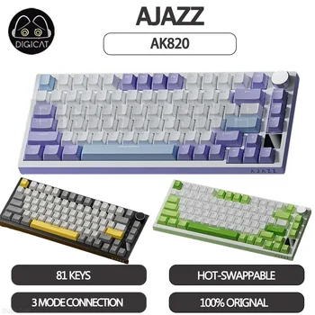 Ajazz AK820 Mechanical Gaming Keyboard 3 Režim USB/2.4 G/Bluetooth Bezdrôtová Klávesnica RGB Podsvietenie, Hot Swap Hráč Klávesnice Dary