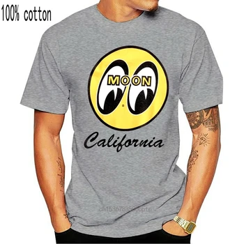 Muži Mooneyes Mesiac Vybavené California Skript Logo T-Shirt Biela Bavlna TM141WH Životného prostredia tlačené