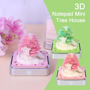 3D poznámkový blok Mini Dom na Strome 2024 Kalendár 3D Tree House Pad Memo, Notes Poznámky 3D Vianočné Gif Rokov Roztomilý Bloku Sticky G7Z6