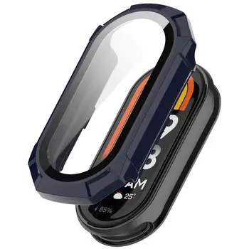 2 V 1 Smart Watchband Úplné Pokrytie Film 3D Screen Protector Sklenené Prípade ForXiaomi Mi Band8Bracelet Ochranné puzdro